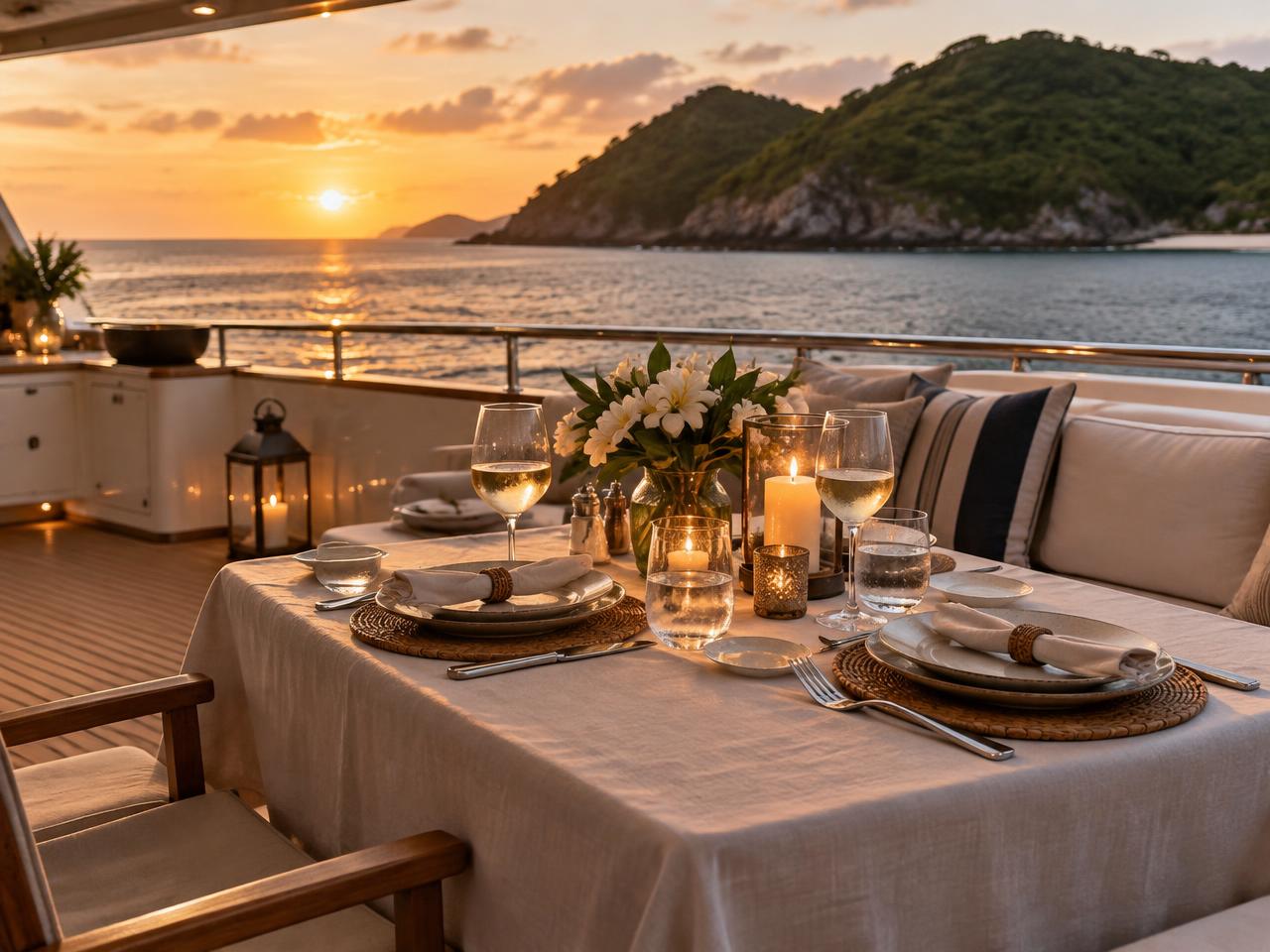 Dinner table at sunset